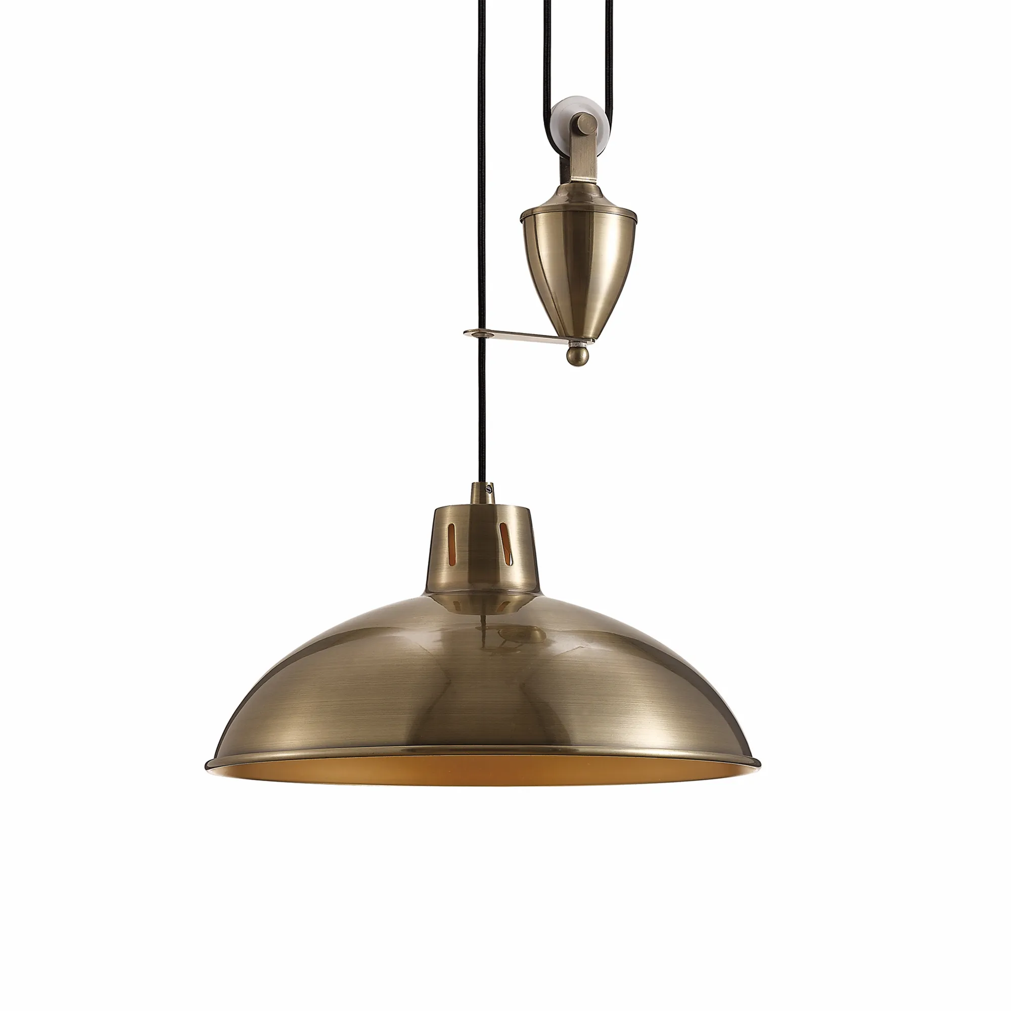 Wellington Pulley System Pendant 1 Light Antique Brass D0147  Deco Wellington